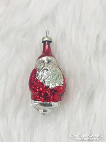 Retro glass Christmas tree decoration, Santa Claus