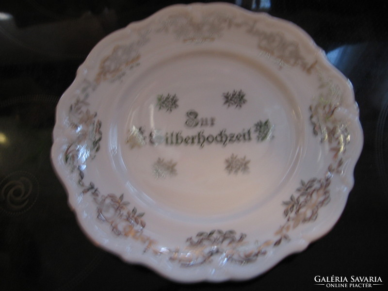 Silver-plated decorative plate zum silberhochzeit-silver wedding in bavaria