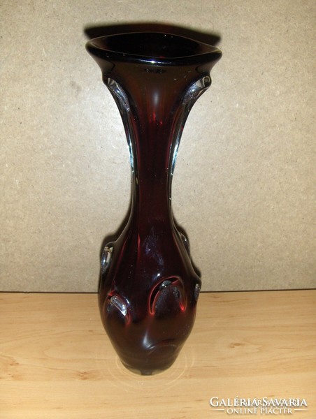 Wonderful Czech thick burgundy glass vase 32 cm (10 / d)