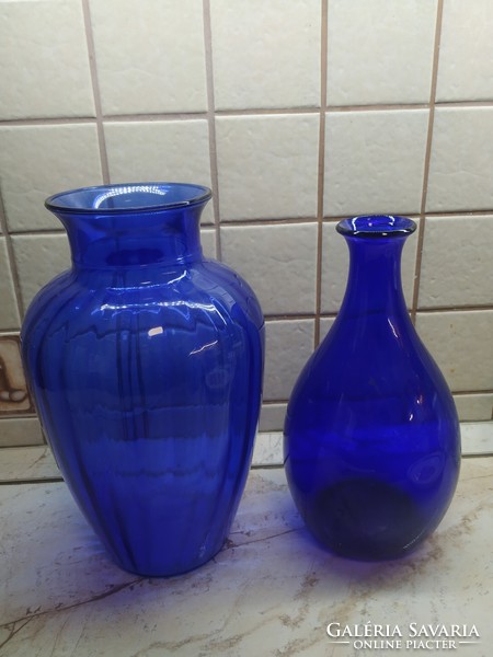 Kék üveg padlóváza, öblös üveg váza  eladó!!