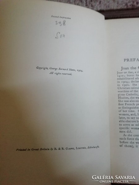 Ritka Lelet Első kiadás Saint Joan 1924