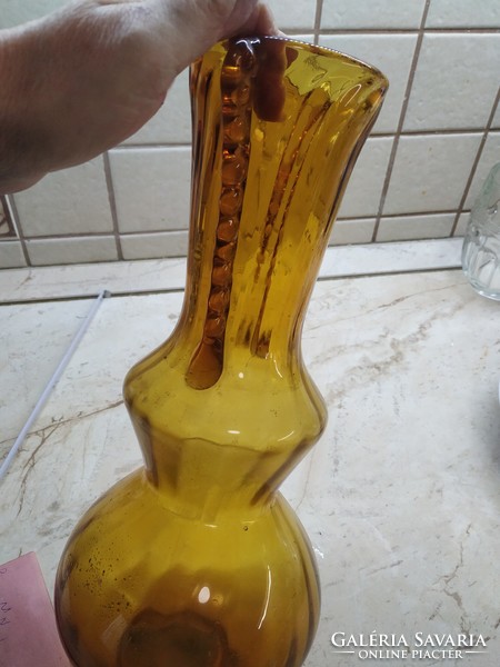 Beautiful amber yellow, crumpled glass vase for sale!! 36 Cm