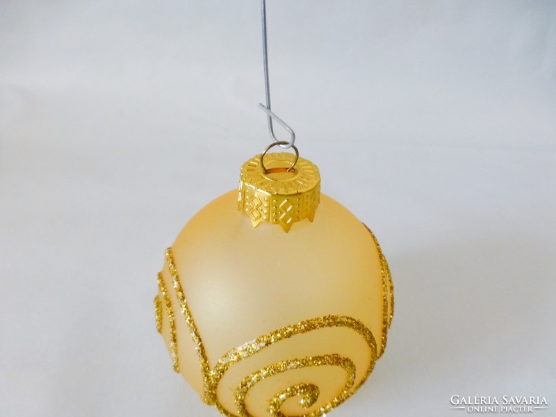 Antik üveg karácsonyfadísz,ritka festésű gömb