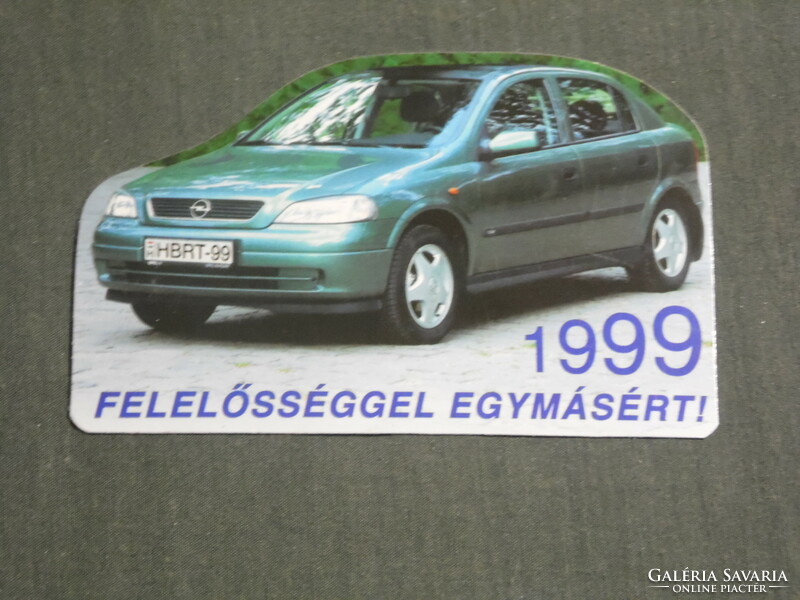 Kártyanaptár, Hungária biztosító, Opel Astra autó, 1999,   (3)