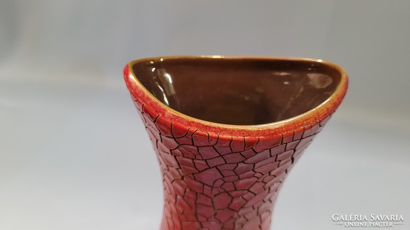 Zsolnay eosin ox blood cracked, shrink glazed modern vase