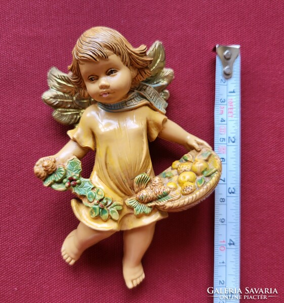 Old retro vintage Italian painted plastic rubber angel figure religious