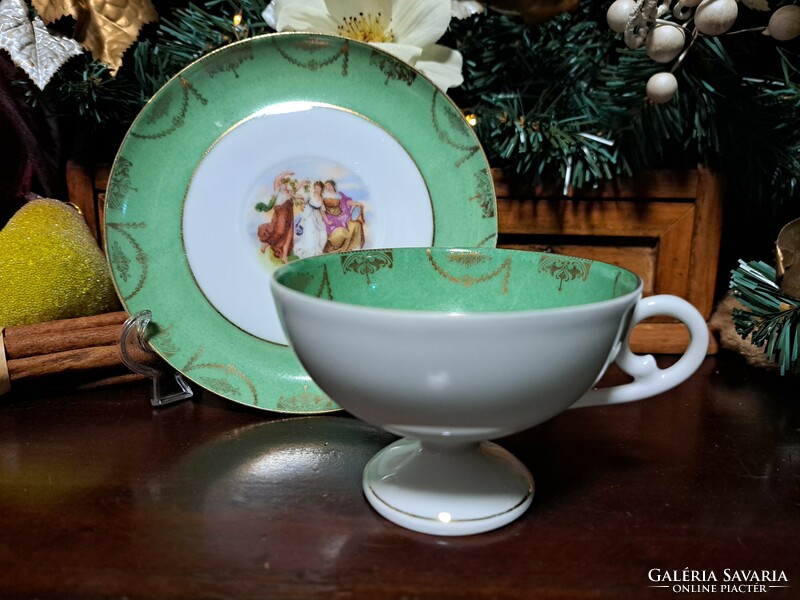 Unmarked goddess companion scene porcelain tea cup
