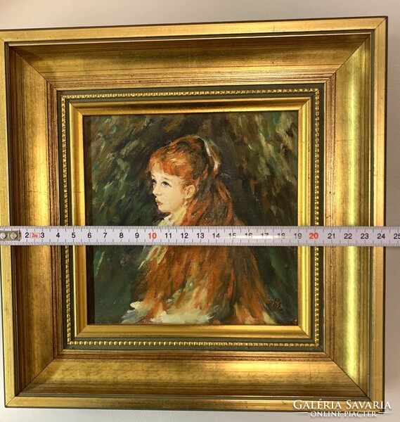 Girl portrait oil painting in gilded frame for sale