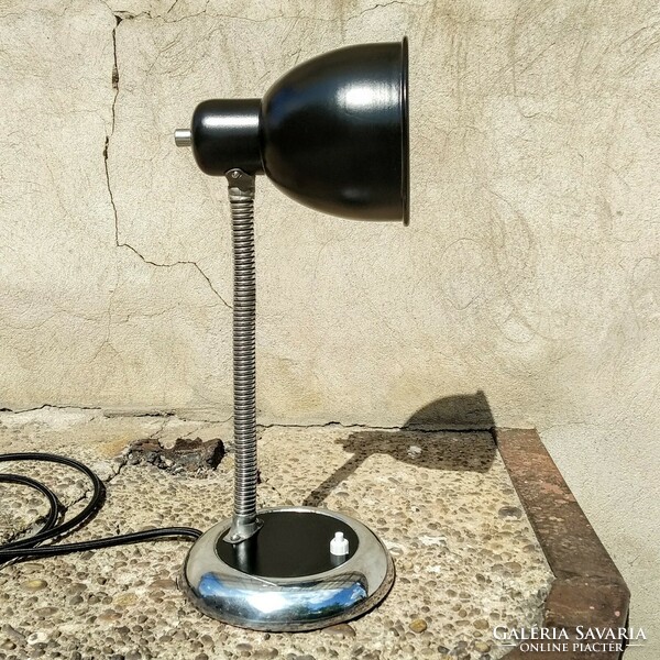 Bauhaus - art deco gooseneck table lamp renovated (black - chrome)