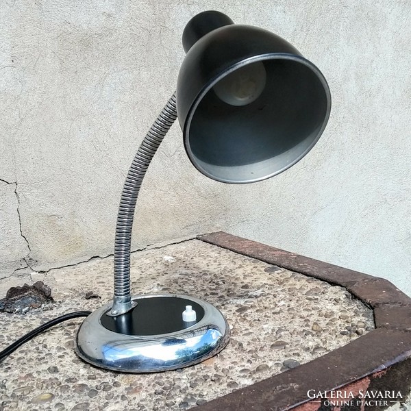 Bauhaus - art deco gooseneck table lamp renovated (black - chrome)