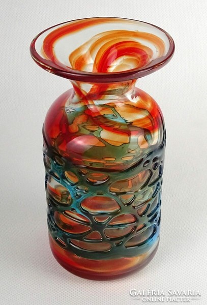 Mdina artistic blown glass vase marked 1P437 16 cm
