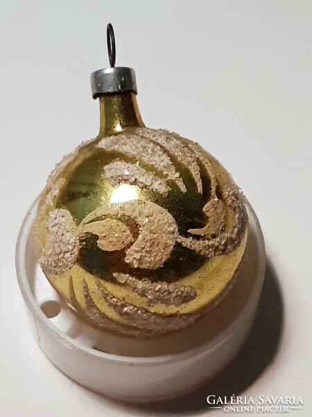 2 Pcs, approx. 60 years old, beautiful, painted, scattered glass Christmas tree ornament