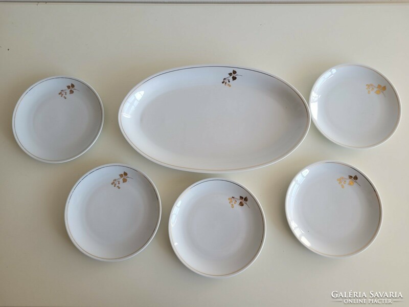 Old Great Plains porcelain cake tray with golden flower pattern 6 pcs