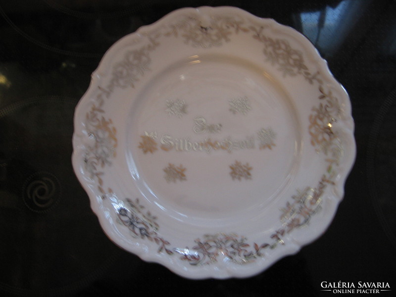 Silver-plated decorative plate zum silberhochzeit-silver wedding in bavaria