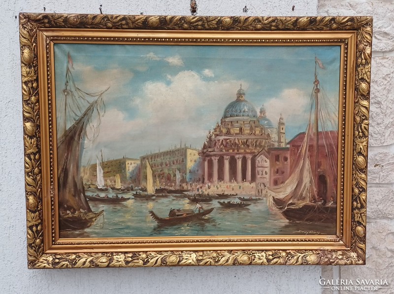 Antique oil on canvas Venetian painting. A special work by jànos Dunay. Video!