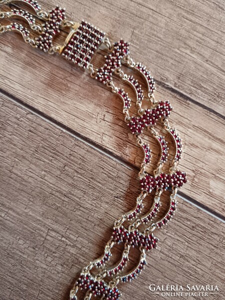 Old gold plated silver garnet stone necklaces
