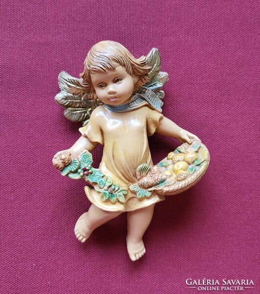 Old retro vintage Italian painted plastic rubber angel figure religious