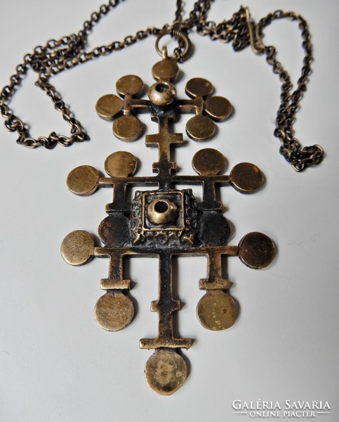 Old Finnish pentti sarpaneva large bronze pendant on a chain