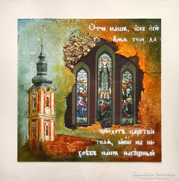 Special price: lute pearl: church window 35*35 cm
