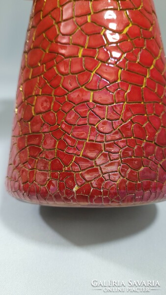 Zsolnay eosin ox blood cracked, shrink glazed modern vase