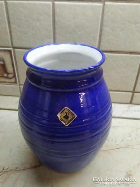Blue ceramic ornament, vase for sale!! Ceramic vase by a Hungarian industrial artist., Köcsög