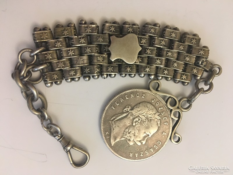 Antique silver pocket watch chain József Ferenc