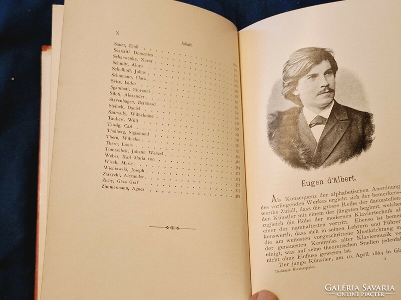 1898 LEPZIG-BERÜHMTE KLAVIERSPIELER (Hires zongoristák) német de nem gót!  EGÉSZ BŐR DISZKÖTÉS!!