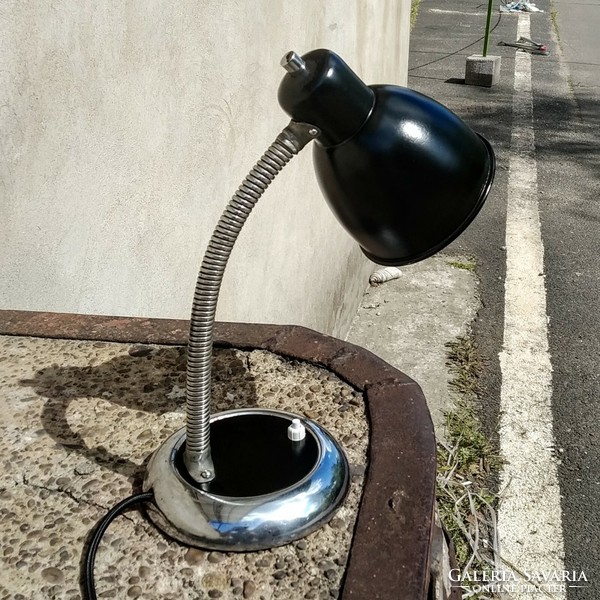 Bauhaus - art deco gooseneck table lamp renovated (black - chrome)