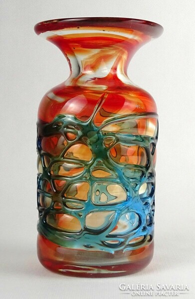 Mdina artistic blown glass vase marked 1P437 16 cm