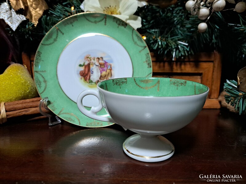 Unmarked goddess companion scene porcelain tea cup