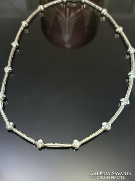 Beautiful silver necklace-necklace, embellished with zirconia stones