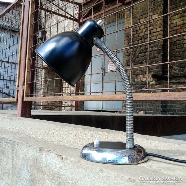 Bauhaus - art deco gooseneck table lamp renovated (black - chrome)