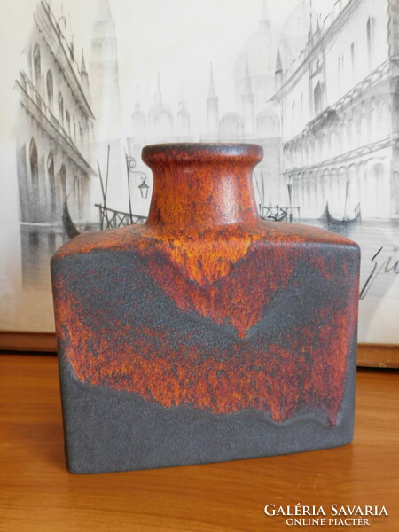 Scheurich retro square ceramic vase - mid century 20 cm