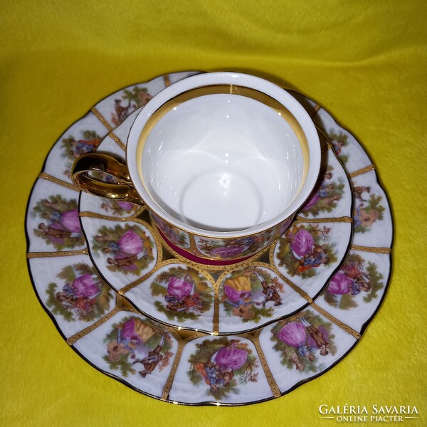 Bavaria (mitterteich), marked, gold-plated 3-piece breakfast set, coffee and tea cups.