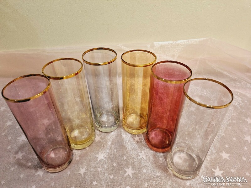 Set of 6 retro colored glass tumblers