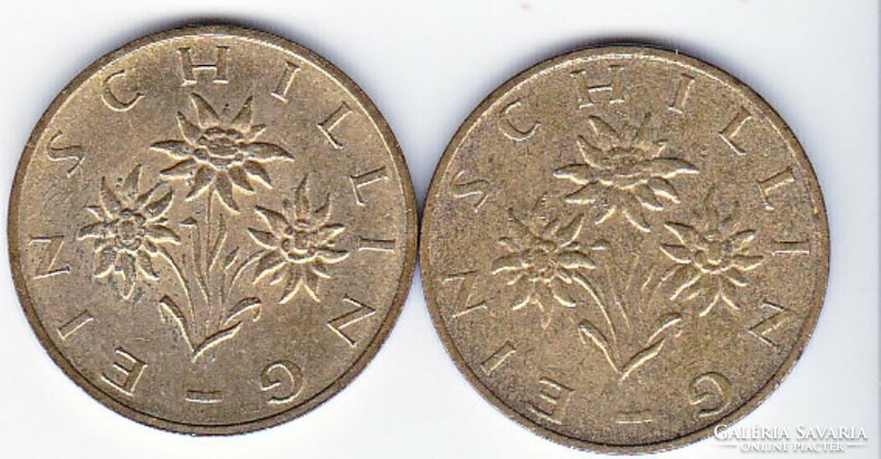 Austria 1 schilling 2 pieces 1988/1993 vg