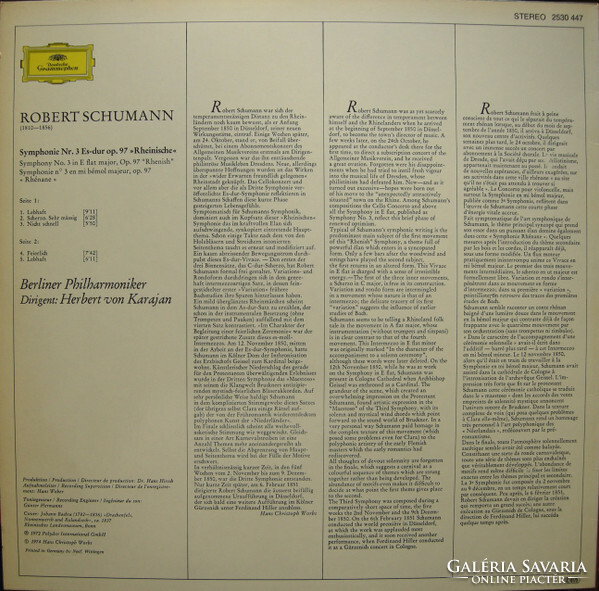 Shumann / Berliner Philharmoniker,von Karajan - Symphonie Nr.3 "Rheinische" "Rhenish" (LP, Album, RE