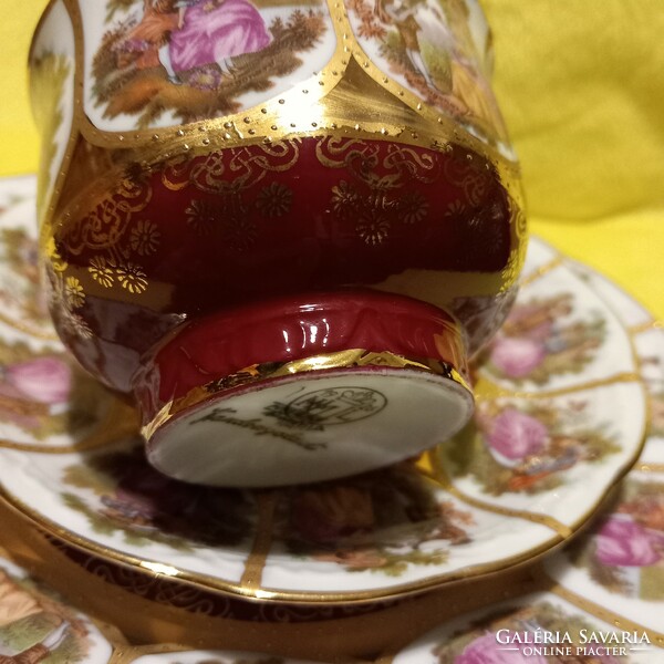 Bavaria (mitterteich), marked, gold-plated 3-piece breakfast set, coffee and tea cups.