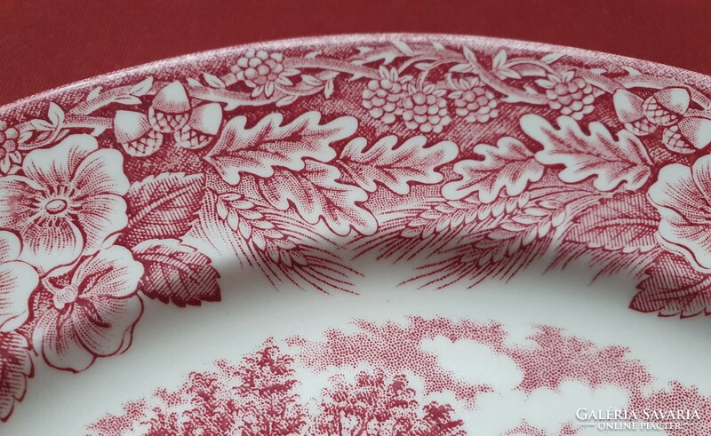 Old j.Broadhurst ironstone English scene burgundy porcelain plate