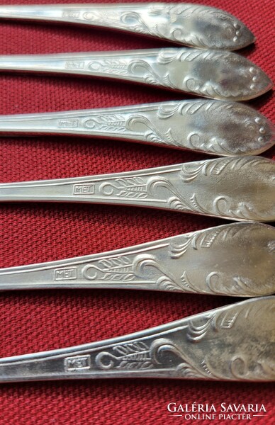 Met silver colored metal small fork cake fork set in original box