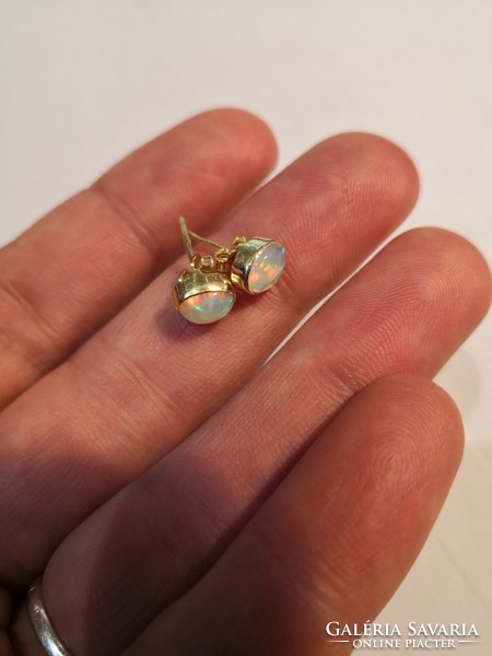 Valódi opál köves aranyozott ezüst fülbevaló