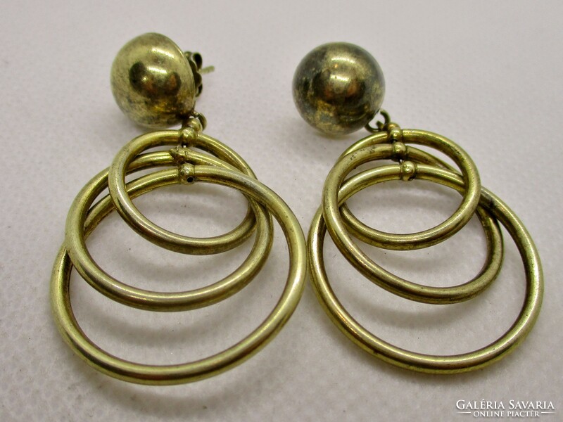 Beautiful handcrafted long gold plated silver earrings