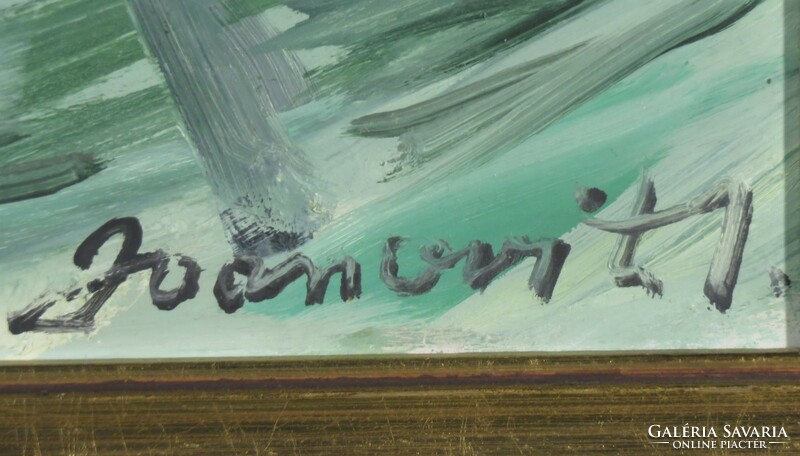 Tengerparti festő : Kikötői jelenet madarakkal