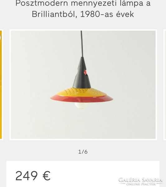 Holland posztmodern színes mennyezeti lámpa ALKUDHATÓ 1980 évek