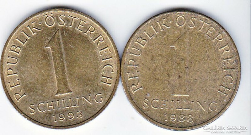 Ausztria 1 schilling 2 db 1988/1993 VG