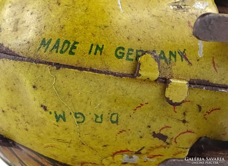 1P771 Régi német lemezárugyári óraműves felhúzós csipegető csibe kulccsal