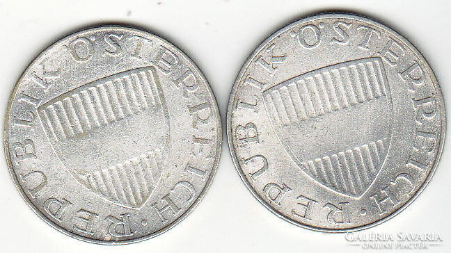 Ausztria 10 ezüst schilling 1957/1958 2 db VG