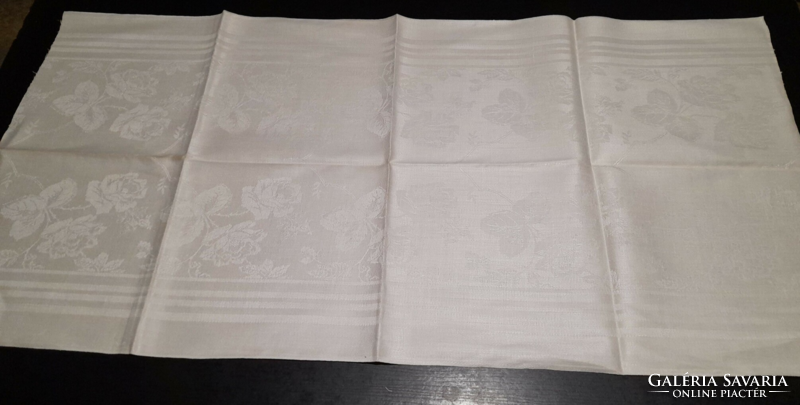 6 pieces of old damask with a rose pattern