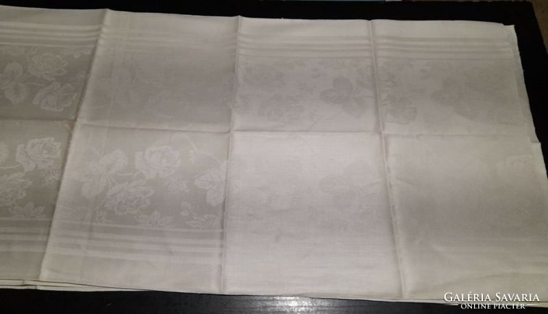 6 pieces of old damask with a rose pattern