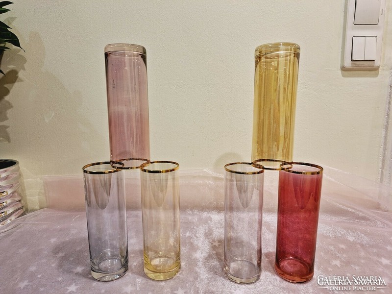 Set of 6 retro colored glass tumblers